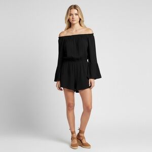 Mikey & Joey Black Long bell sleeves romper